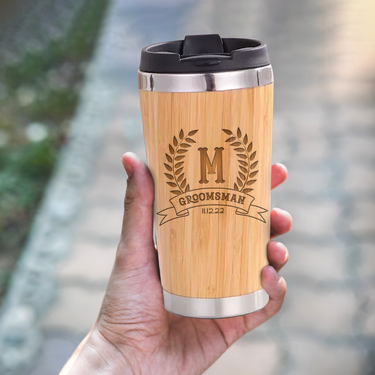 Custom Monogram Engraved 15oz Bamboo Tumbler